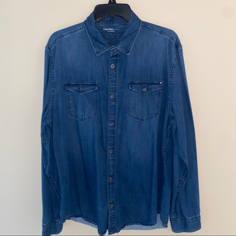 Calvin Klein Jean Casual Button Up Shirt Large Good Material